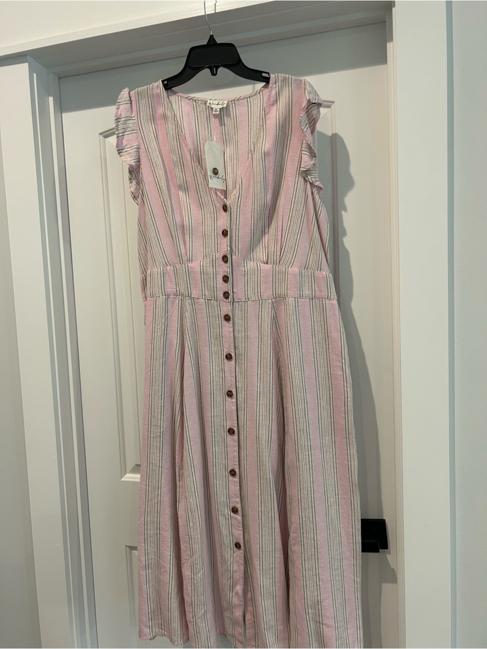 Women’s ' Pink Striped Button-Front Dress by Wonderly